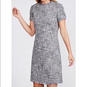 J. McLaughlin Clarence Tweed Sheath Dress w / Fringe Trim